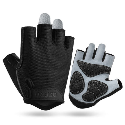 L Black Men's Summer Cycling Gloves - Breathable Half-Finger Non-Slip Fitness Training Gloves for Weightlifting.