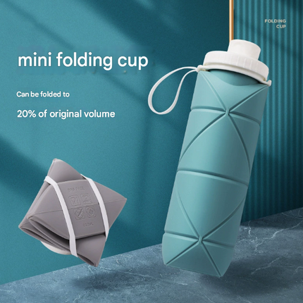 Eucalyptus Green Portable Silicone Collapsible Water Bottle - Foldable Sports Cup for Cycling and Outdoor Fitness.
