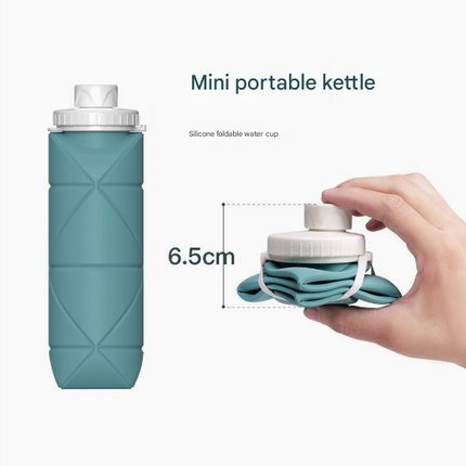 Grey Portable Silicone Collapsible Water Bottle - Foldable Sports Cup for Cycling and Outdoor Fitness.