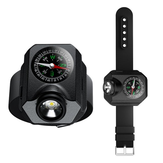 XPG Wrist Light for Outdoor Camping - Rechargeable LED Running Light with Compass and Watch for Survival and Adventure.