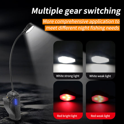 LED Sensor Clip-On Book Light - USB Rechargeable Multifunctional Work Light for Night Fishing and Reading.