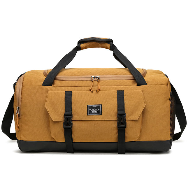 Yellow Dry Wet Separation Gym Bag - Yoga Fitness Travel Duffel - Shoe Compartment.