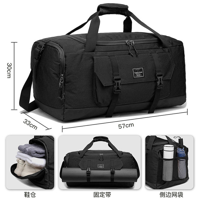 Yellow Dry Wet Separation Gym Bag - Yoga Fitness Travel Duffel - Shoe Compartment.