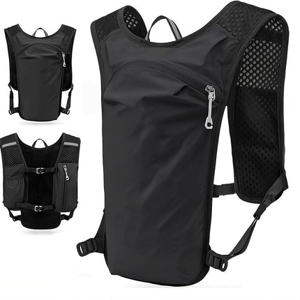 Black Cycling Running Hiking Backpack - Breathable Hydration Pack with Vest Design for Biking, Marathon & Outdoor Sports.
