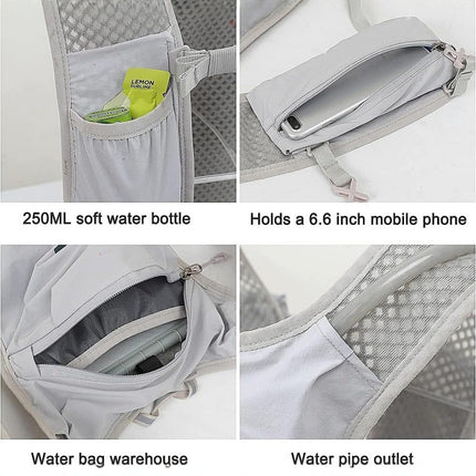 Black Cycling Running Hiking Backpack - Breathable Hydration Pack with Vest Design for Biking, Marathon & Outdoor Sports.