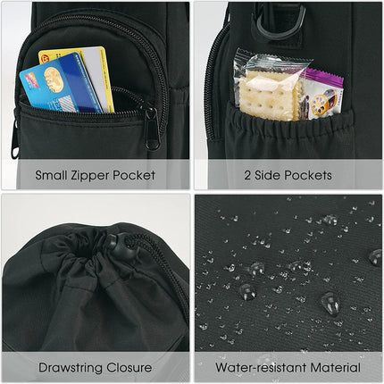 Purple Insulated Cup Holder Bag with Adjustable Strap - Water Bottle Carrier with Lock Drawstring & Heatproof Handle.