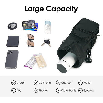 Purple Insulated Cup Holder Bag with Adjustable Strap - Water Bottle Carrier with Lock Drawstring & Heatproof Handle.