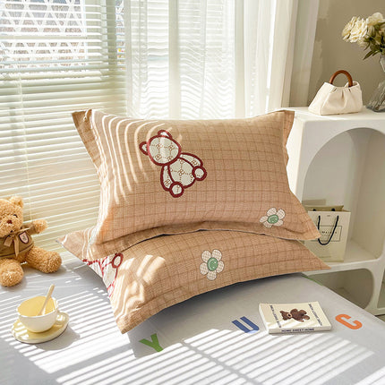 Inspirational Bear 100% Cotton Pillowcase Set (Pack of 2) - Breathable Standard Size 48x74cm Pure Cotton Pillow Covers.