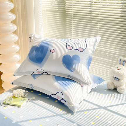 Blue Heart 100% Cotton Pillowcase Set (Pack of 2) - Breathable Standard Size 48x74cm Pure Cotton Pillow Covers.