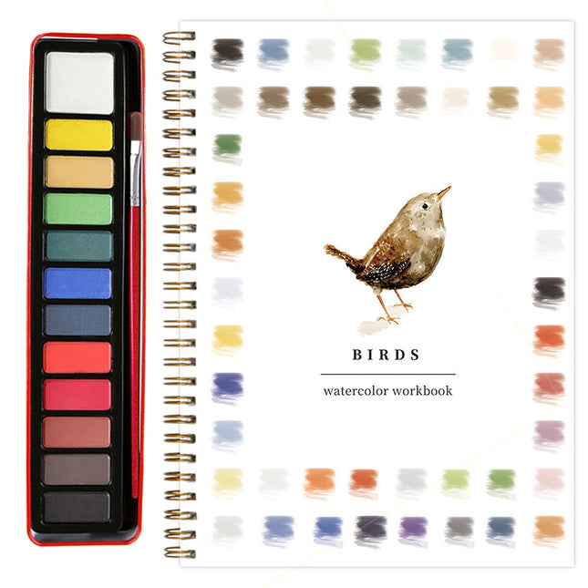 Bird 2-Pack Watercolor Painting Set - Premium Bird-Themed Coloring Books with Watercolor Paints (22.86×16.51cm) - Artist-Grade Workbook Kit.