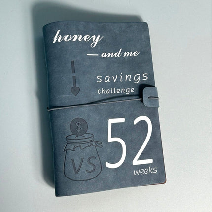 Dark Blue 52-week couple's savings challenge binder - 6-ring financial planner set (2 books).
