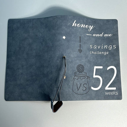Dark Blue 52-week couple's savings challenge binder - 6-ring financial planner set (2 books).