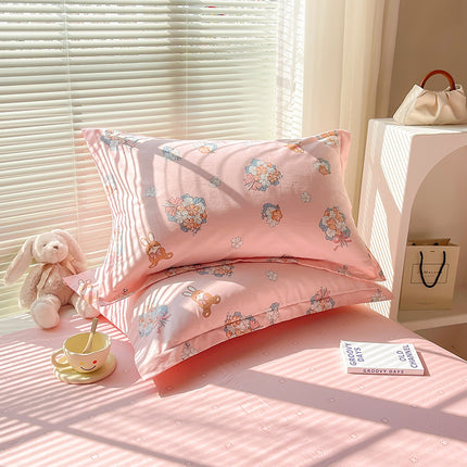 Yu Beauty - Pink 100% Cotton Pillowcase Set (Pack of 2) - Breathable Standard Size 48x74cm Pure Cotton Pillow Covers.