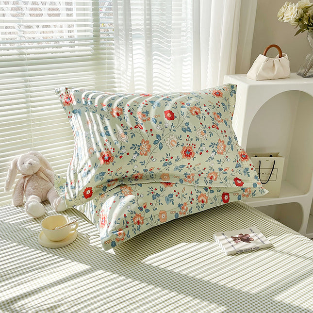 Fragrant Flowers 100% Cotton Pillowcase Set (Pack of 2) - Breathable Standard Size 48x74cm Pure Cotton Pillow Covers.