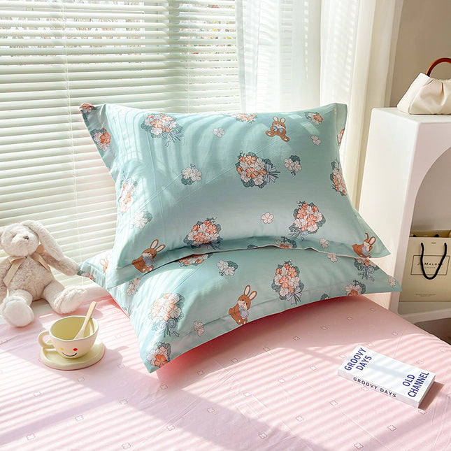 Yu Beauty - Blue 100% Cotton Pillowcase Set (Pack of 2) - Breathable Standard Size 48x74cm Pure Cotton Pillow Covers.