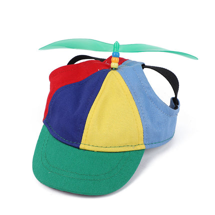 L Green Pet Baseball Cap with Spinning Propeller - Colorful Fun Design - See Details for Sizing.