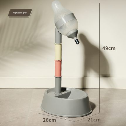 Grey Adjustable Height Pet Water Dispenser - Free Standing or Hanging - No More Bending!.
