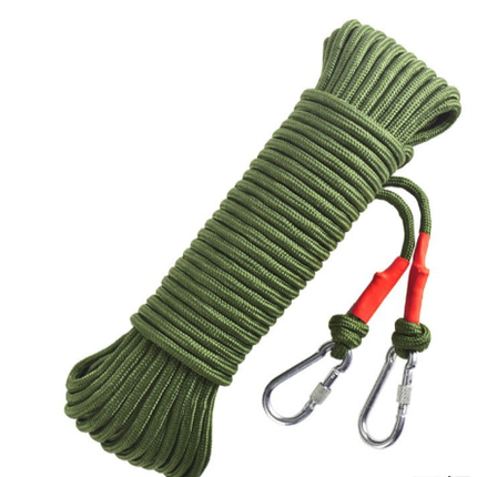 Green With Wire Core Heavy Duty Adjustable Clothesline Set (4 Pack) - 10m Steel Wire Core Nylon Rope with Hooks for Outdoor & Camping.