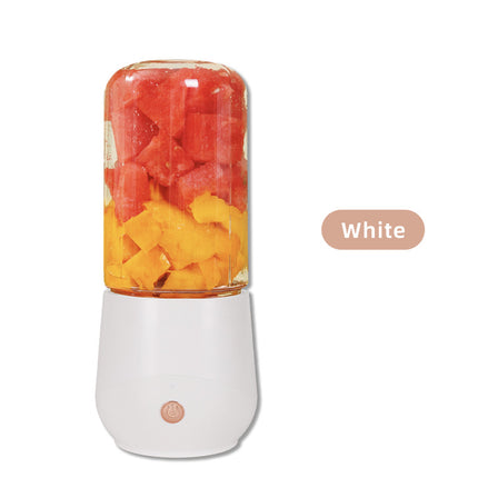 White Compact Portable Blender - USB Rechargeable Mini Juicer Cup with 4 Blades.