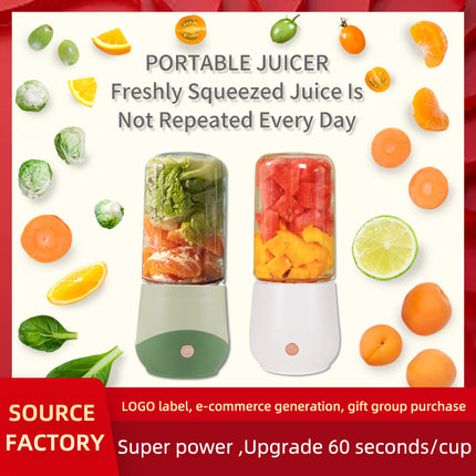 Purple Compact Portable Blender - USB Rechargeable Mini Juicer Cup with 4 Blades.