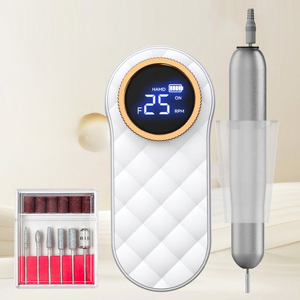 White Portable Mini Electric Nail Drill Pen - Manicure Pedicure Polishing & Shaping Tool.