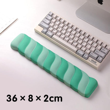 Green 2PCS Ergonomic Wavy Keyboard Wrist Rest - Comfortable Typing Support Cushion.