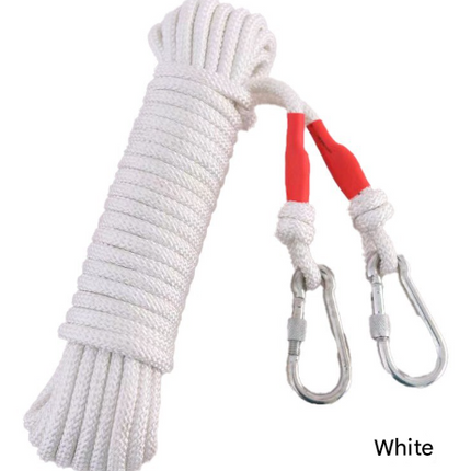 White Polyester (for home use) Without Wire Core Heavy Duty Adjustable Clothesline Set (2 Pack) - 15m Steel Wire Core Nylon Rope with Hooks for Outdoor & Camping.