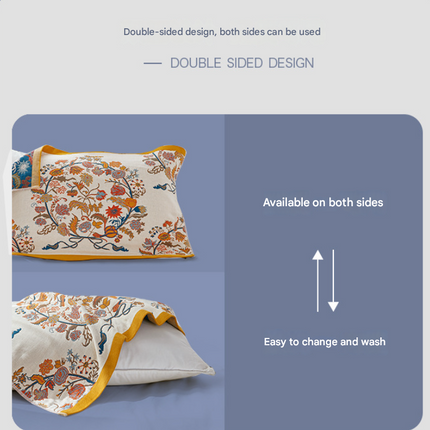 Single Blue Fontainebleau Pillow Towel Premium Cotton Gauze Pillow Towel Pair - Simple Nordic Style (52x75cm).