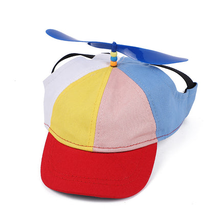 L Red Pet Baseball Cap with Spinning Propeller - Colorful Fun Design - See Details for Sizing.