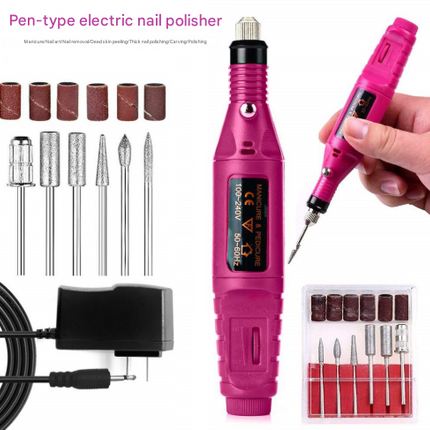 Regular Set Portable Electric Nail Drill Kit - USB Manicure Pedicure Polishing & Shaping Tool Set.