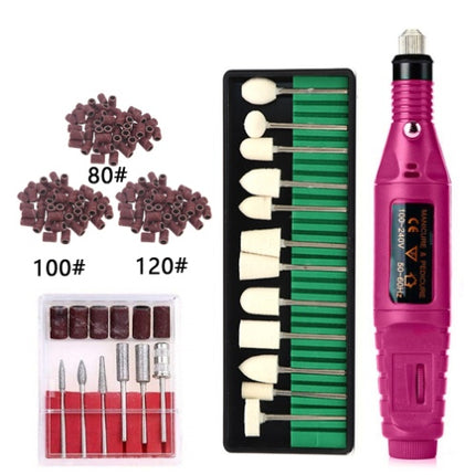 Regular Set With Wool Grinding Needle + Sanding Ring Portable Electric Nail Drill Kit - USB Manicure Pedicure Polishing & Shaping Tool Set.