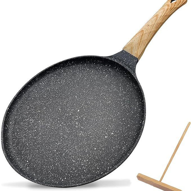 Grey 20cm Non-Stick Crepe Pan - Versatile Flat Skillet for Pancakes, Omelettes & Tortillas.