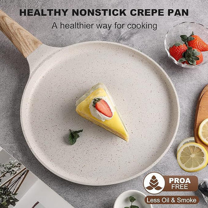 Grey 28cm Non-Stick Crepe Pan - Versatile Flat Skillet for Pancakes, Omelettes & Tortillas.