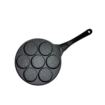 Black Flat 7-hole + Black Handle (Gas Model) Non-Stick Pancake Pan - 7-Hole Fun Shapes Breakfast Griddle (27cm).