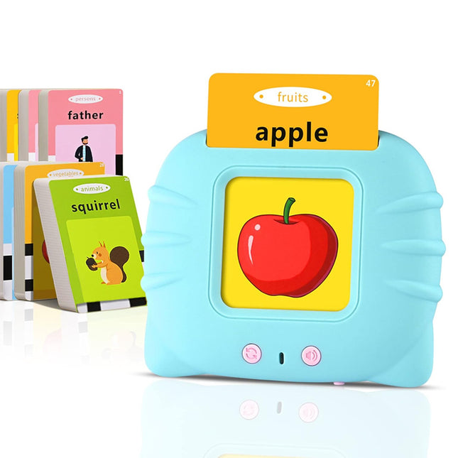 Blue Cat [Plain English] [112 Cards 224 Contents] Bilingual Early Learning Flash Card Reader - Interactive Audio Toy for Toddlers.