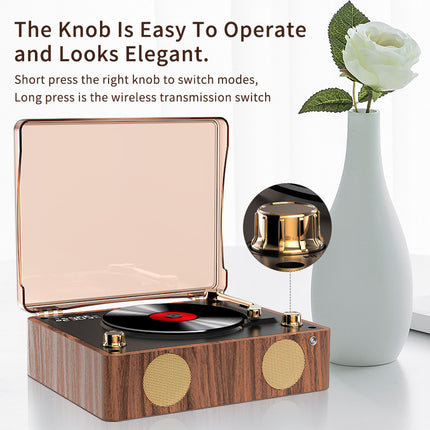 Retro Turntable Style Bluetooth Speaker & CD Player with Display - USB Rechargeable.