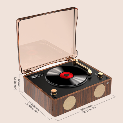 Retro Turntable Style Bluetooth Speaker & CD Player with Display - USB Rechargeable.