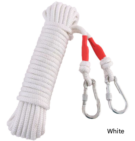 White With Wire Core Heavy Duty Adjustable Clothesline Set (4 Pack) - 15m Steel Wire Core Nylon Rope with Hooks for Outdoor & Camping.
