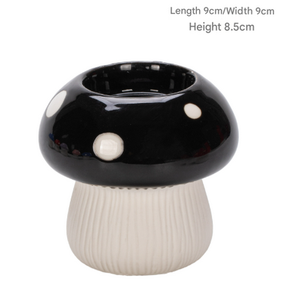 Small Size Black Whimsical Ceramic Mushroom Vase - Decorative Floral & Hydroponic Planter.