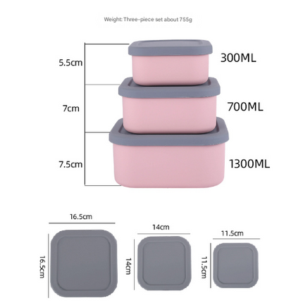 Purple 3-Piece Stackable Silicone Food Storage Container Set - Microwave Safe Lunch Boxes (300/700/1300ml).