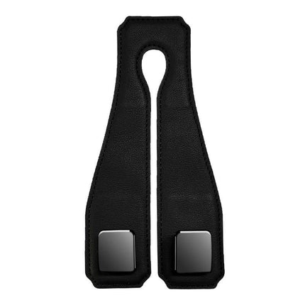 Black Heavy Duty Car Headrest Hooks (Set of 4 Units) - PU Leather Seat Back Organizer Hangers.