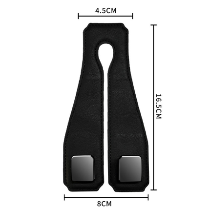Black Heavy Duty Car Headrest Hooks (Set of 4 Units) - PU Leather Seat Back Organizer Hangers.