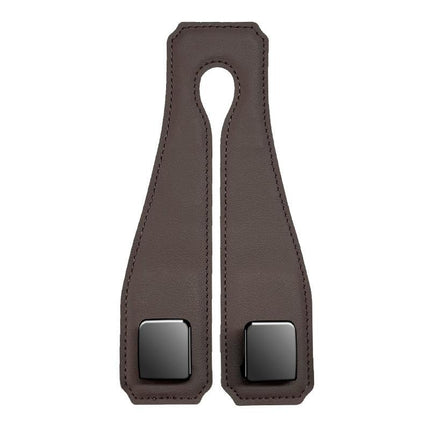 Coffee Heavy Duty Car Headrest Hooks (Set of 4 Units) - PU Leather Seat Back Organizer Hangers.