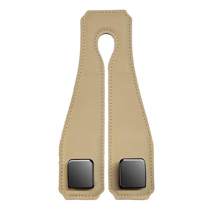 Beige Heavy Duty Car Headrest Hooks (Set of 4 Units) - PU Leather Seat Back Organizer Hangers.