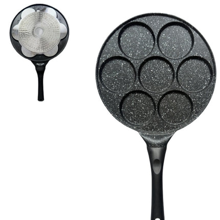 Black Flat 7-hole Versatile Non-Stick Frying Pan (27cm) - Induction Ready Skillet for Everyday Cooking.