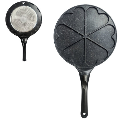 Black Heart Six Hole Versatile Non-Stick Frying Pan (27cm) - Induction Ready Skillet for Everyday Cooking.