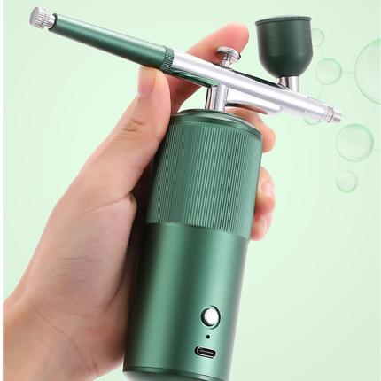 Black Portable Oxygen Infusion Airbrush - Facial Mist Sprayer for Hydration & Skincare.