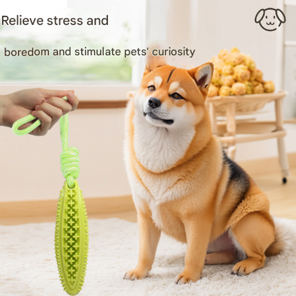White Star Long Olive Durable Cotton Rope Dog Toy Set (2-Pack) - Chew, Tug & Treat Dispensing Ball for Dental Health.