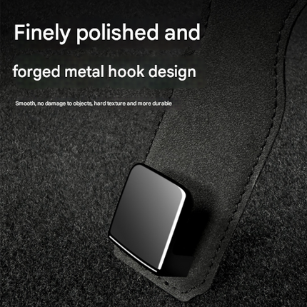 Black Premium PU Leather Car Headrest Hooks (Set of 4) - Stylish Seat Back Organizer Hangers.
