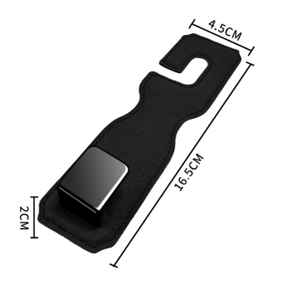 Black Premium PU Leather Car Headrest Hooks (Set of 4) - Stylish Seat Back Organizer Hangers.